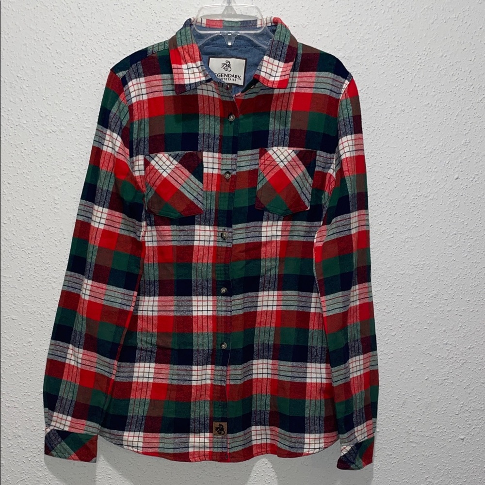 Legendary Whitetails Red and Green Plaid Button Down Shirt